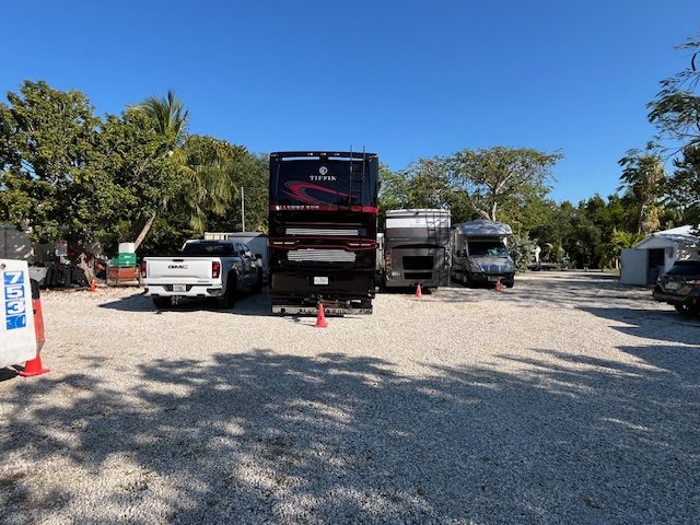 Class A motorhome and Class C in adjacent spots